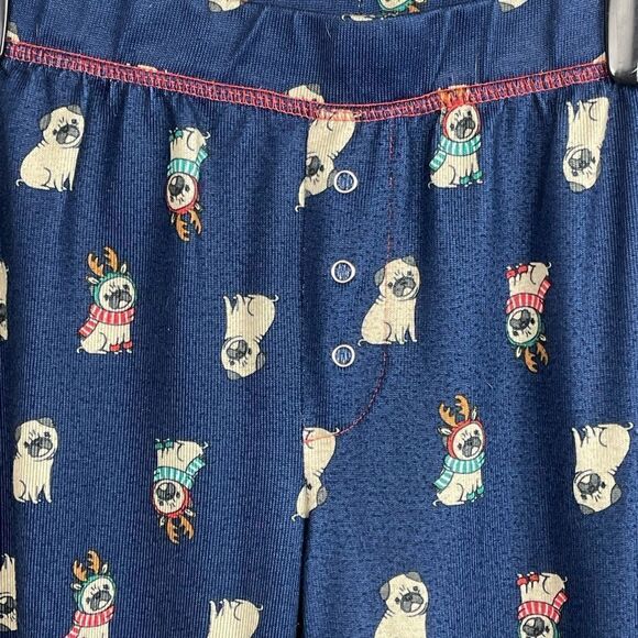 Used Jenni Intimates Womens Blue Reindeer Pug Christmas Pajamas Size M - Picture 9 of 13
